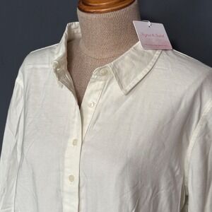 Ingrid & Isabel Peplum Button Down Shirt | Size Large | White Maternity‎ Top